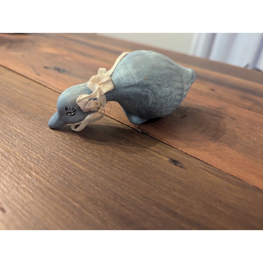 Vintage Hand Painted Ceramic Goose With Ribbon, Gray